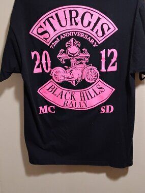 Vintage 2012 Sturgis Black Hills Motorcycle Rally Shirt XL Double Sided Pink